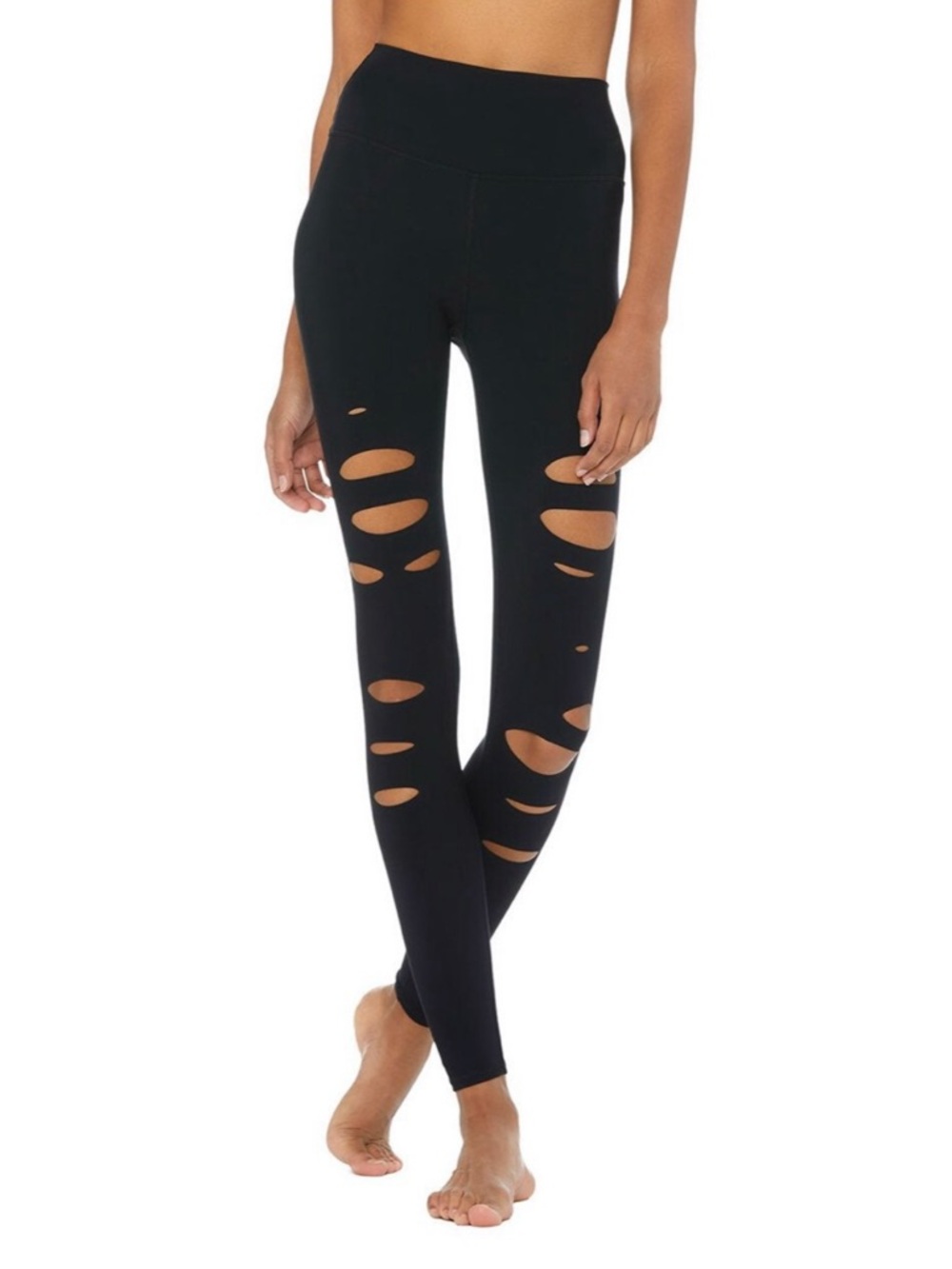 Alo Yoga Black Ripped Warrior Leggings